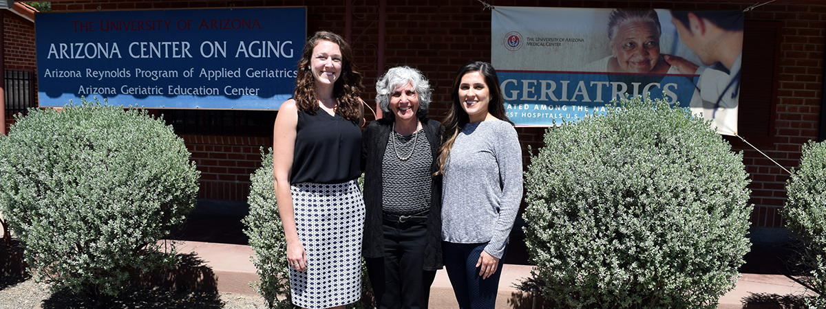 Kathryn Huber, Dr. Mindy Fain and Mariam Mostramandy at the UA Center on Aging