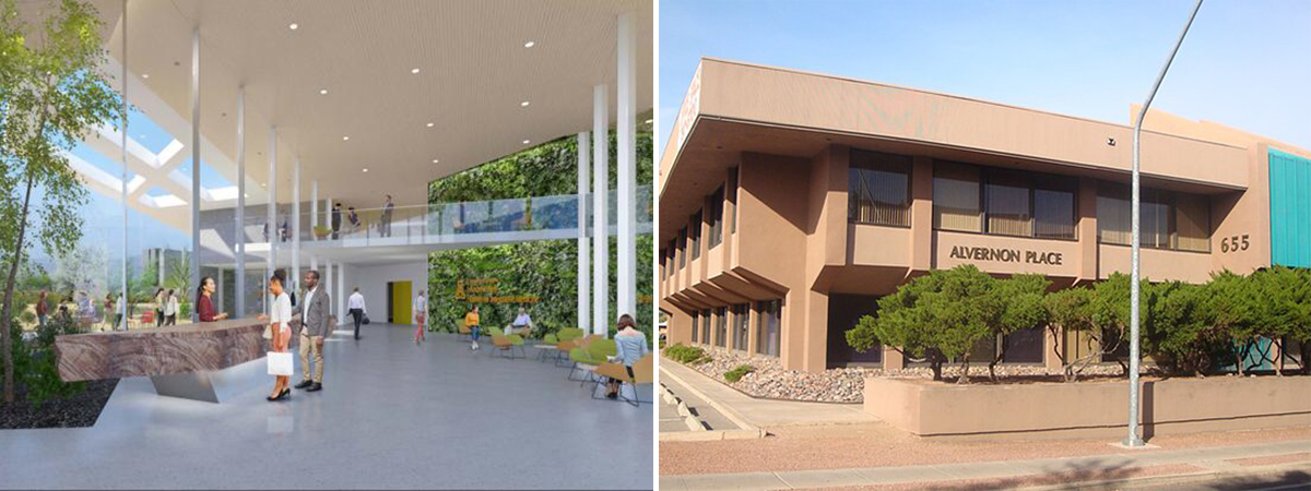[Rendering of new home (left) and photo of old home (right) for the Andrew Weil Center for Integrative Medicine]