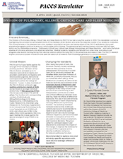 Image of first quarter 2023 issue of PACCS Newsletter for UArizona Pulmonary, Allergy, Critical Care and Sleep Medicine division. Click to enlarge.
