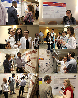 Collage from 2018 Research Academic Half Day poster competition in Kiewit Auditorium.