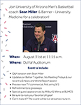 Flyer for Banner Health Town Hall featuring UA basketball coach Sean Miller