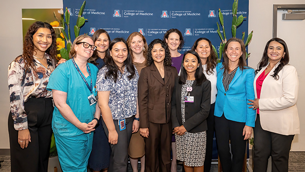 [From the May 15, graduate event, the inaugural 2023-24 SSWIMS Fellowship graduating class, with Drs. Olivia Hung (Cardiology) and Salma Patel (Pulmonary) front and center. Dr. Hina Arif-Tiwari, COM-T assistant dean of the Women in Medicine and Science Program, is pictured at right.]