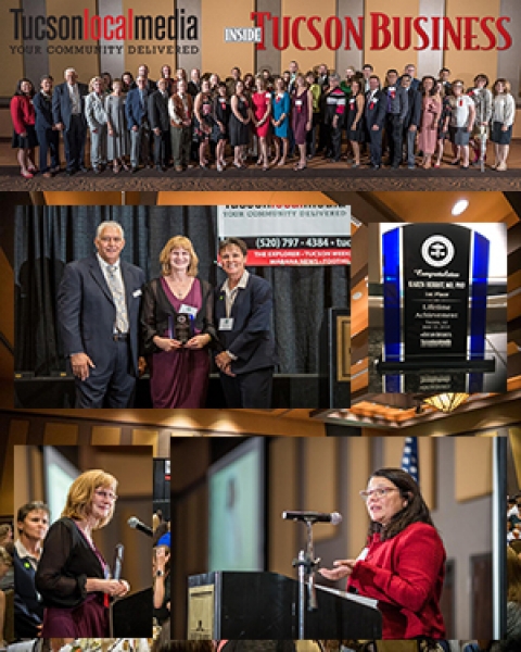 Group shot and photo collage from 2018 Influential Health and Medical Leaders Awards banquet 