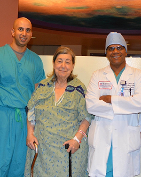 Dr. Ranjith Shetty, patient Kathleen Rothwell and Dr. Kapil Lotun