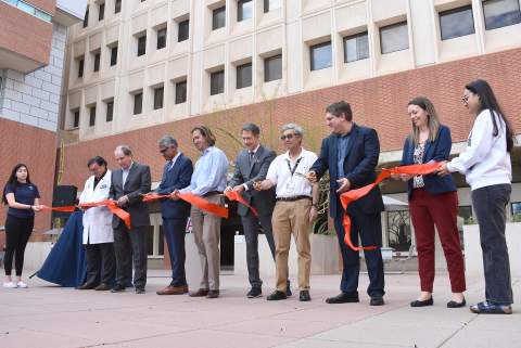 UArizona Health Sciences, College of Medicine - Tucson and other sleep researchers line up to cut the ribbon for new Center for Sleep, Circadian Rhythm and Neuroscience Research.