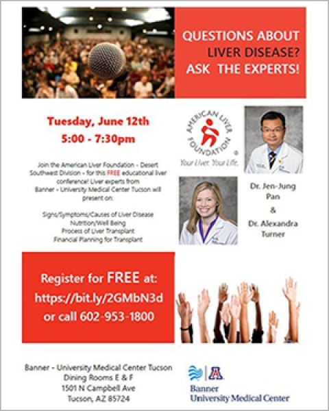 Flyer image for Ask the Expert about Liver Disease event at Banner - UMC Tucson on June 12, 2018