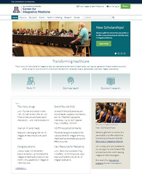 Newly redesigned UA Center for Integrative Medicine website