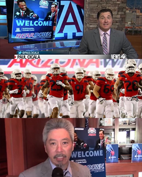 Image of outakes from Bear Down Luncheon video on KVOA News4 on May 8, 2019