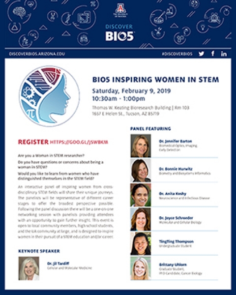 Teaser image for story on Dr. Jil Tardiff headlining 'BIO5 Inspiring Women in STEM' event