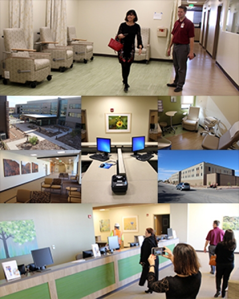 A photo collage from Drs. Monica Kraft and Tammy Ojo's Dec. 21 tour of Banner - University Medicine North