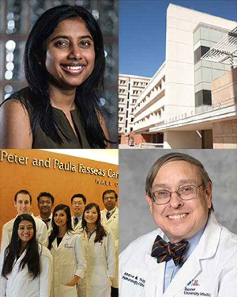 Collage with Dr. Pavani Chalasani, UA Cancer Center, Dr. Andrew Yeager and Hem-Onc fellows