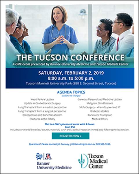 Teaser image for THE TUCSON CONFERENCE, an 8-CME event hosted by Banner – University Medicine, TMC and UA College of Medicine – Tucson