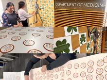 [A collage of images of Department of Medicine staff preparing for Thank A Resident Day, a celebration of physicians training in residency programs and all the work they do teaching students and treating patients as hospital housestaff]