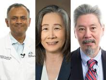 [A composite image of Drs. Bhaskar Banerjee, H.H. "Sherry" Chow, and C. Kent Kwoh, who are among 5 recently named Professor Emeriti at the University of Arizona College of Medicine – Tucson.]