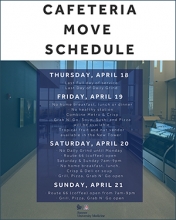 Teaser image of flyer about "Cafeteria Move Schedule" from old to new Banner -– University Medical Center Tucson cafeteria