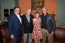 [From left: Michael Abecassis, MD, MBA, dean of the U of A College of Medicine – Tucson, with Tom Rogers, Ginny L. Clements and Hesham Sadek, MD, PhD, chief of the Division of Cardiology and Sarver Heart Center director.]