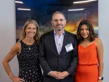 [Co-leaders, left, Taylor Riall, MD, PhD, FACS and, right, Rachna Shroff, MD, FASCO, organized the first Hepato Pancreatico-Biliary CME Symposium featuring, center, Matthew H.G. Katz, MD, CMQ, FACS, FASCO. (Photo: U of A Cancer Center)]