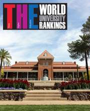 UA's Old Main Building with World University Rankings logo