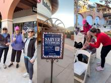 [A collage of images from the inaugural walk, Feb. 21, 2025, for the Sarver Steppers club at La Encantada Shopping Center]