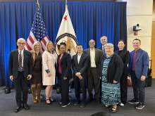 [The members of the PPAC at their Fall 2024 meeting in Washington, DC. From left to right: Dr. Marvin Slepian, Heidi Nebel, Suzanne Harrison, Loletta Darden, Charles Duan, Lateef Mtima, Henry Hadad, Kathleen Duda, Olivia Tsai, and Earl “EB” Bright.]