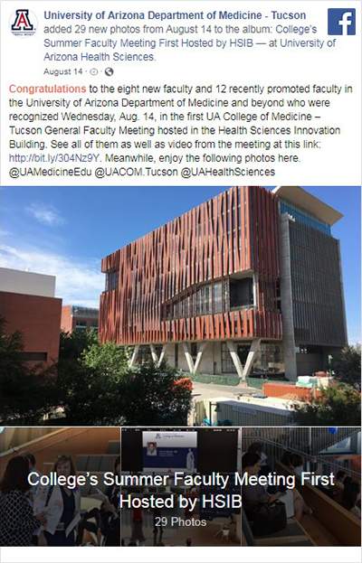 Facebook photo album post from UA College of Medicine – Tucson's summer faculty meeting - 2019