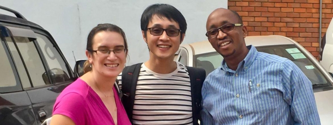 Dial "D" for Detection. From left: Esther Freeman, director of global health dermatology at Massachusetts General Hospital; Dongkyun “DK” Kang, University of Arizona assistant professor; and Dr. Aggrey Semeere, physician research scientist at the Ugandan Infectious Diseases Institute.