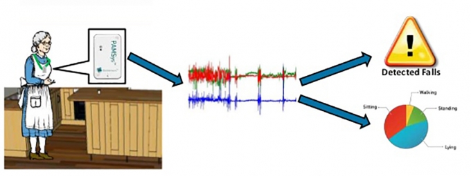 An illustration of the sensor work in detecting falls