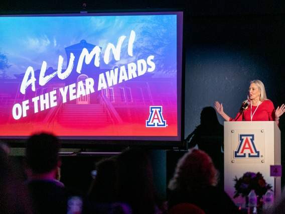 [Awards ceremony announcing University of Arizona's 2024 Alumnus of the Year]