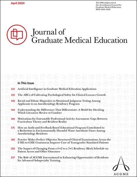 [Cover image of the Journal of Graduate Medical Education]