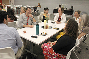 [Clockwise from top left: Dr. Saman Nematollahi, Dr. Alex Perry, Carolyn Bothwell, Dr. Liz Connick, Richelle Clemente, Dr. Amy Klein and Dr. Joy Bulger Beck.]