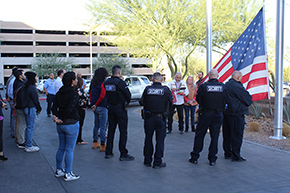[College of Medicine – Tucson Veterans Day flag-raising and blessing ceremony, Nov. 9, at Banner – University Medical Center Tucson.]