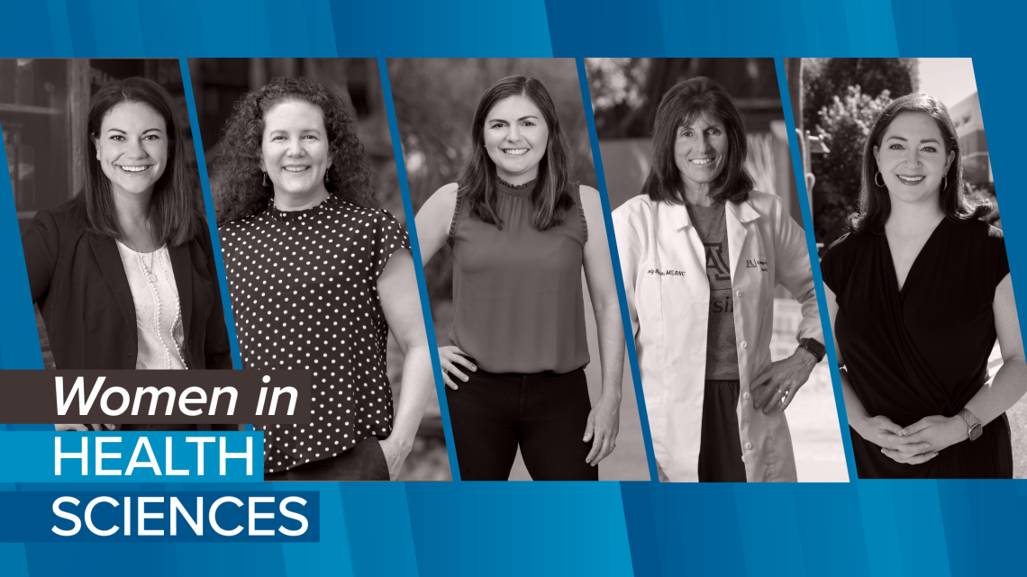 [Women in Medicine honorees: Ashley Campbell, PharmD, BCPS; Rebecca Fisher, PhD; Leila Barraza, JD, MPH; Beverly Bias, MS, RNC; and Tara Carr, MD]